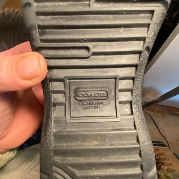 SIZE 7.5 WOMEN COACH LORNA SIGNATURE MONOGRAM SNAKESKIN / SUEDE/ FUR BOOTS BLACK - Picture 4 of 5